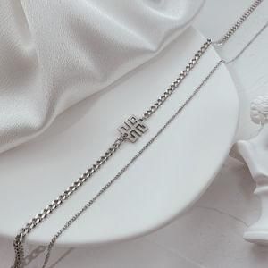 Fashion Jewelry Adjustable Double Chain Hstar Pendant Stainless Steel&#160; Women Necklace&#160;