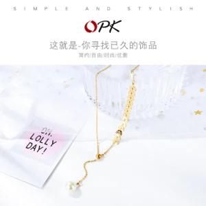Fashion Design Jewelry Adjustable Women Tassel Butterfly Pearl Stainless Steel Necklace&#160;