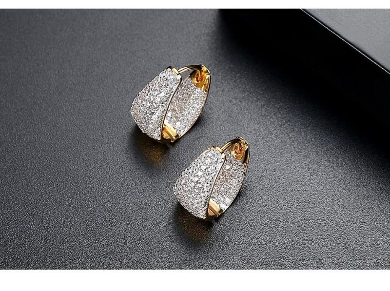 Wholesale 18K Gold Simple Copper Zircon Earrings