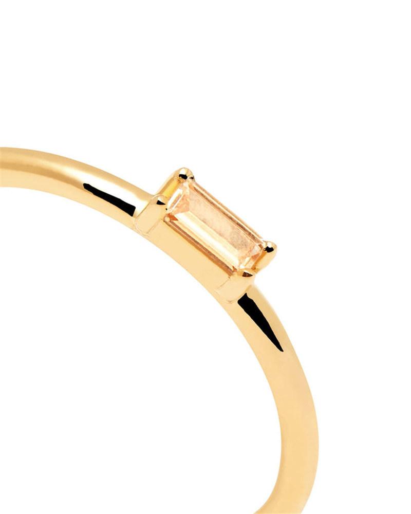 Peach Cubic Zirconia Stone Color Ring in 18K Gold Finish