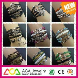 2014 Fashion Charm Bracelet, Leather Wrap Bracelet, Unisex Friendship Bracelets