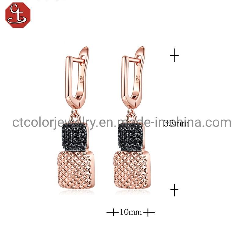 Whosale Fashion jewelry zircon Earring Costom jewellery rose plated Earrings