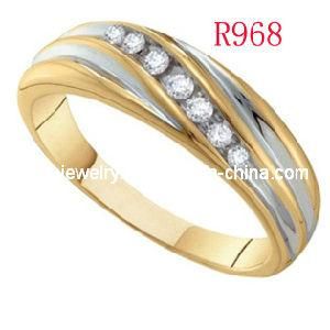 Fashion Part Gold Plated Casting Stainless Steel Zircon Ring R968