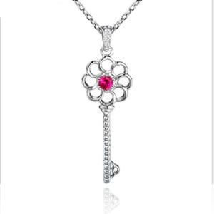 Fashion Flower Key Jewelry Pendant for Women Necklace