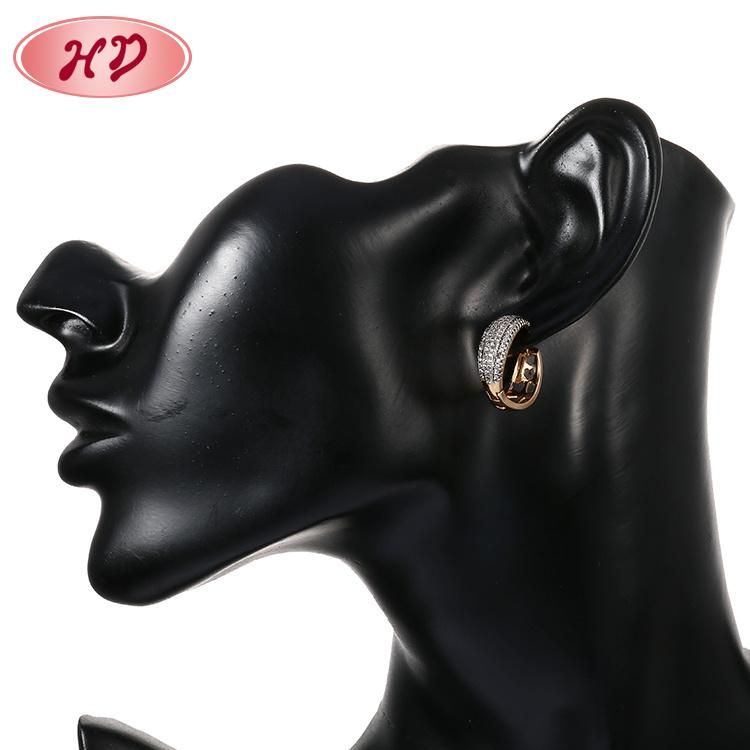 Fashion 18K Gold Silver Alloy Jewelry Stud Drop Hoop Huggie CZ Earrings with Crystal for Women
