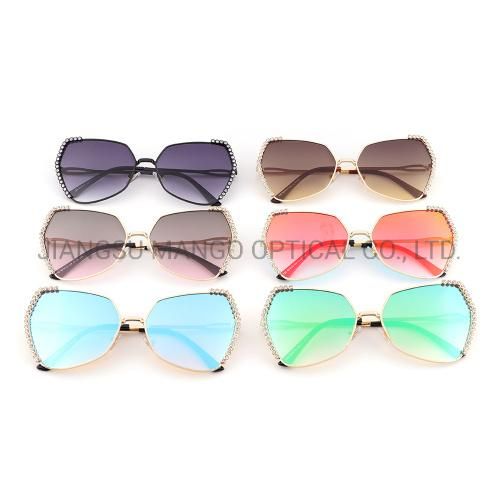 Colorful Lens with Diamonds Frame Women Sunglasses