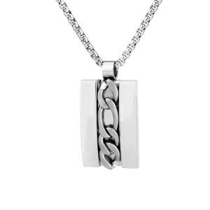 Stainless Steel Chain Square Brand Pendant Necklace