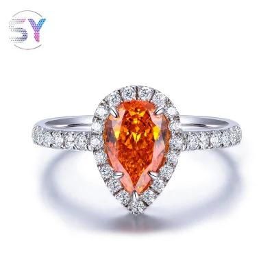 Most Popular Fashion Jewellery 925 Sterling Silver Rings Jewelry Pear Halo CZ Diamond Ring
