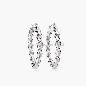 Punk Hoop Earrings Silver Plated Fashion Jewelry Wholesale Twisted Round Earrings for Women
