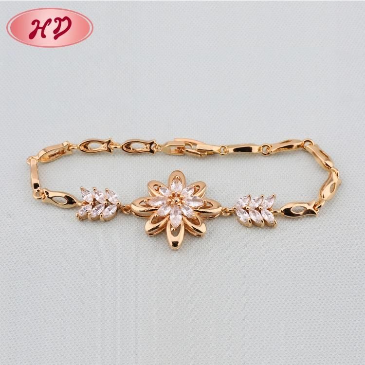 New Design Womens Zircon Crystal 18K Gold Charms Bracelet Jewelry
