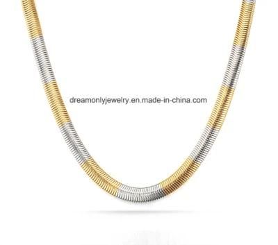 Mixed Multi Color Flat Snake Chain Necklace
