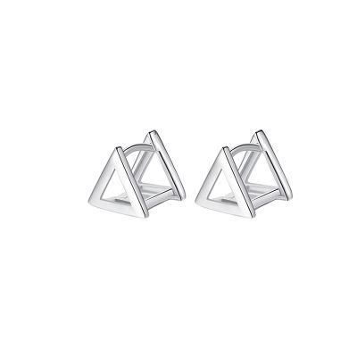 Mens 925 Silver Triangle Earring Double Ear Clip