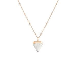 Fashion Women Necklace White Turquoise Single Gemstone Pendant Jewelry