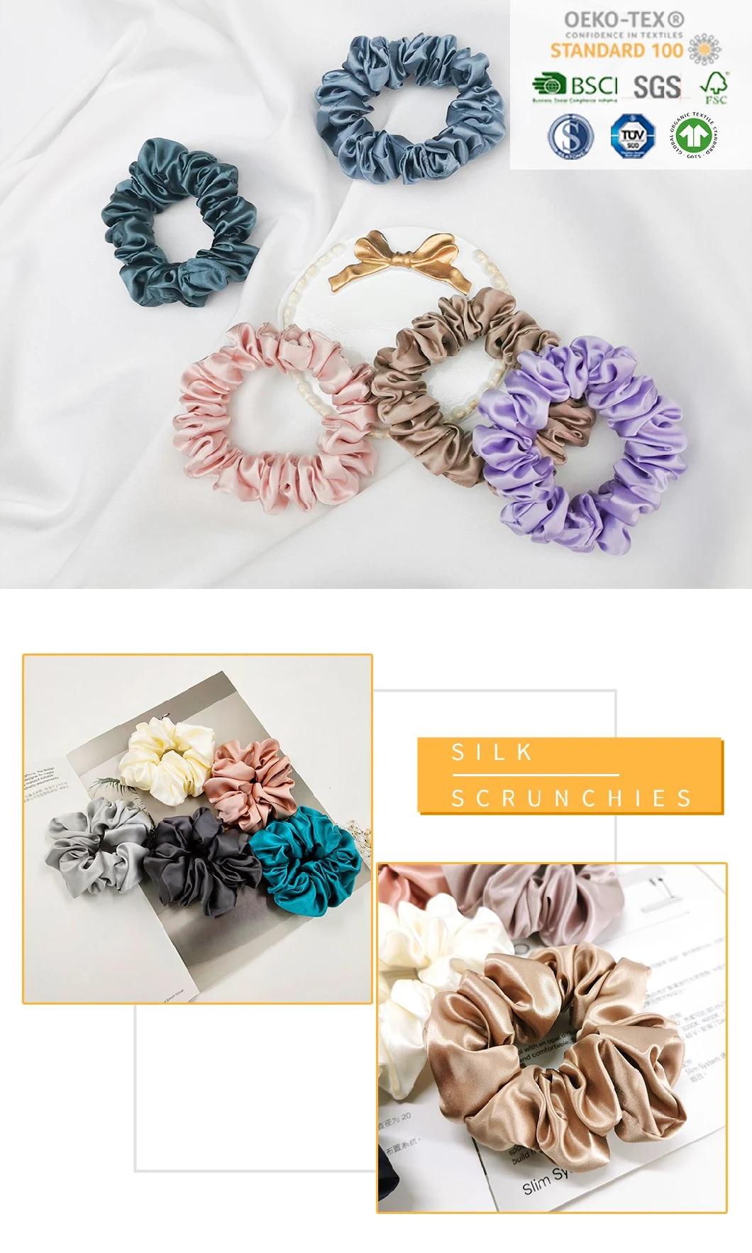 Hair Scrunchies for Girls 6A Mulberry Silk Satin for High Quality