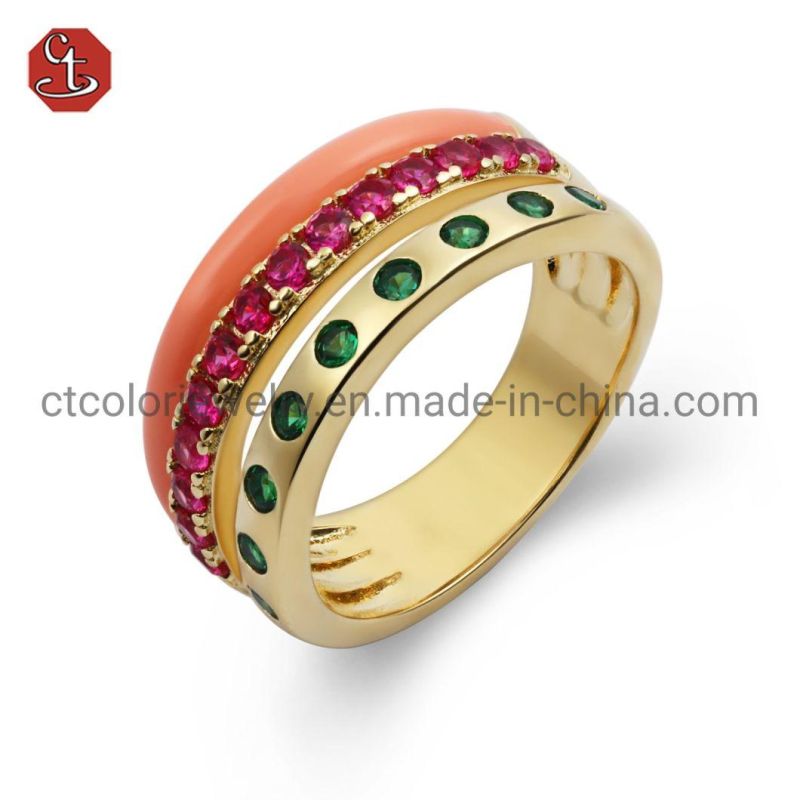 Fashion designer jewellery online jewelry 925 silver Enamel color Ring