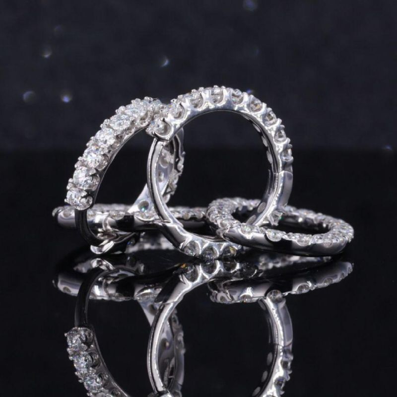 Elegant Style Gemstone Round Shape Moissanite 925 Sterling Silver Chunky Earrings