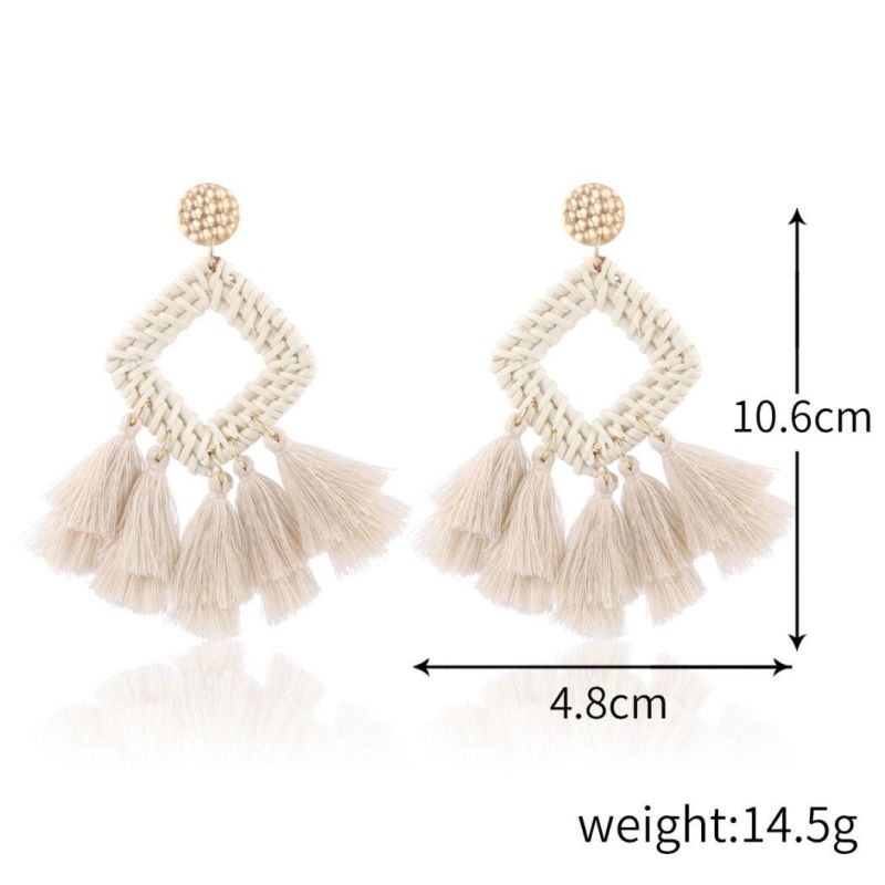 4 Pairs Fashion Jewellery Wicker Braid Hoop Drop Dangle Woven Earring