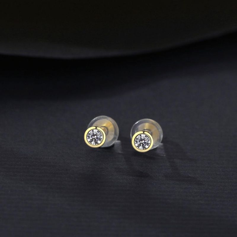 Custom Shinning Ear Stud Round Moissanite Fashion Earring
