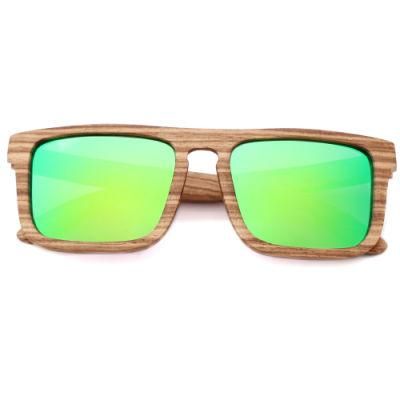 Bamboo and Wooden Rectangle Frame Tac with Mirror UV400 Sunglasses