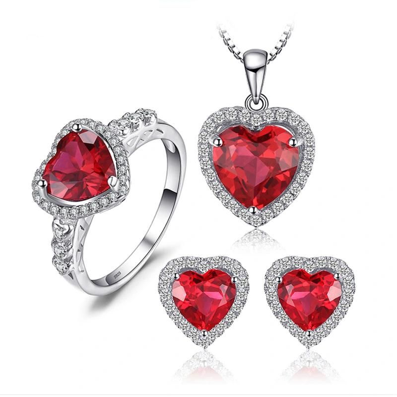 Fashion 925 Sterling Silver Jewelry Wedding/Engagement Necklace Pendant with Created Gemstone Ruby
