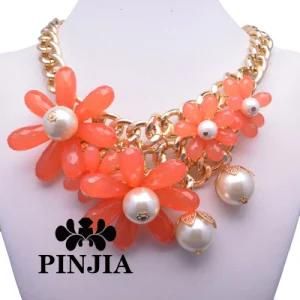 Acrylic Gold Chain Pearl Necklace