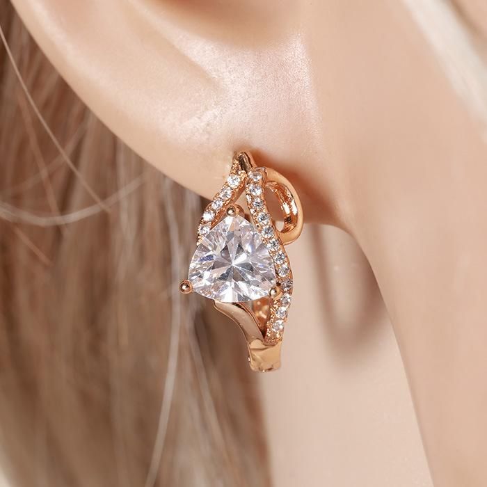 Wholesale Fashion Jewelry 18 K Gold Plated Hoop Earrings with Zircon for Female