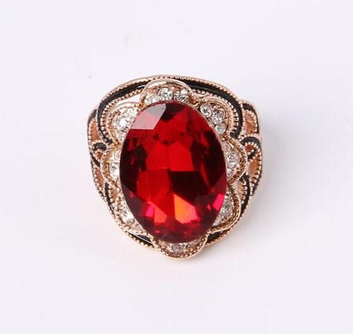 Rose Gold Simple Style Jewelry Ring with Rhinestones