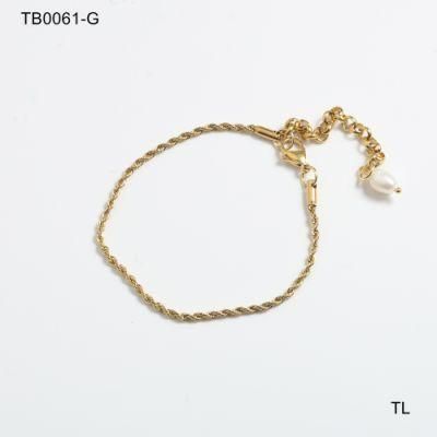 Manufacturer Custom Gold Fashion Jewelry High Quality Waterproof Stainless Steel Gold Jewelry Gold Chain Pearl Bracelet