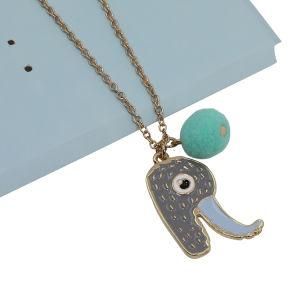 Elephant Letter R&#160; with Pompom Charm Necklace