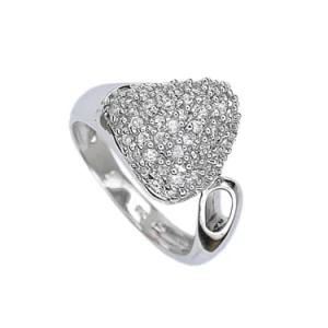 Heart Shape White Gold Plated Silver Women&prime;s Wedding Promise Ring
