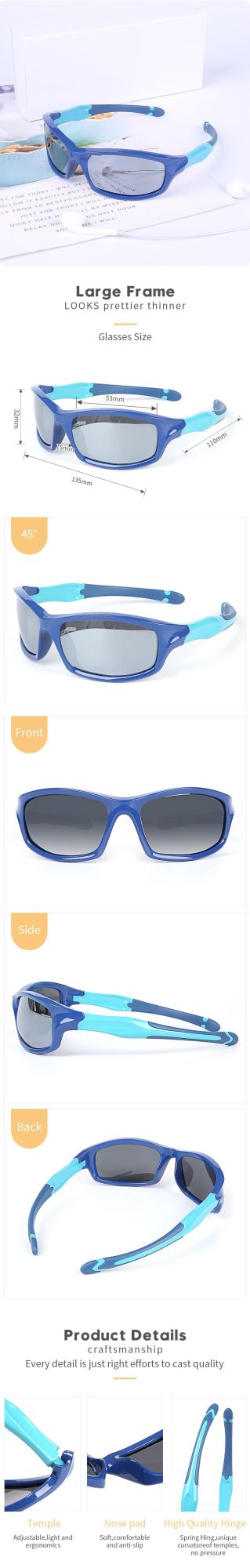 2021 New Safer Silicone Fashion UV400 Polarized Baby Children Sunglasses for Kids