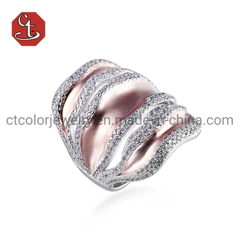 Adjustable Cubic Zircon Rings Popular Europe Style Silver or Brass Rhodium Rings