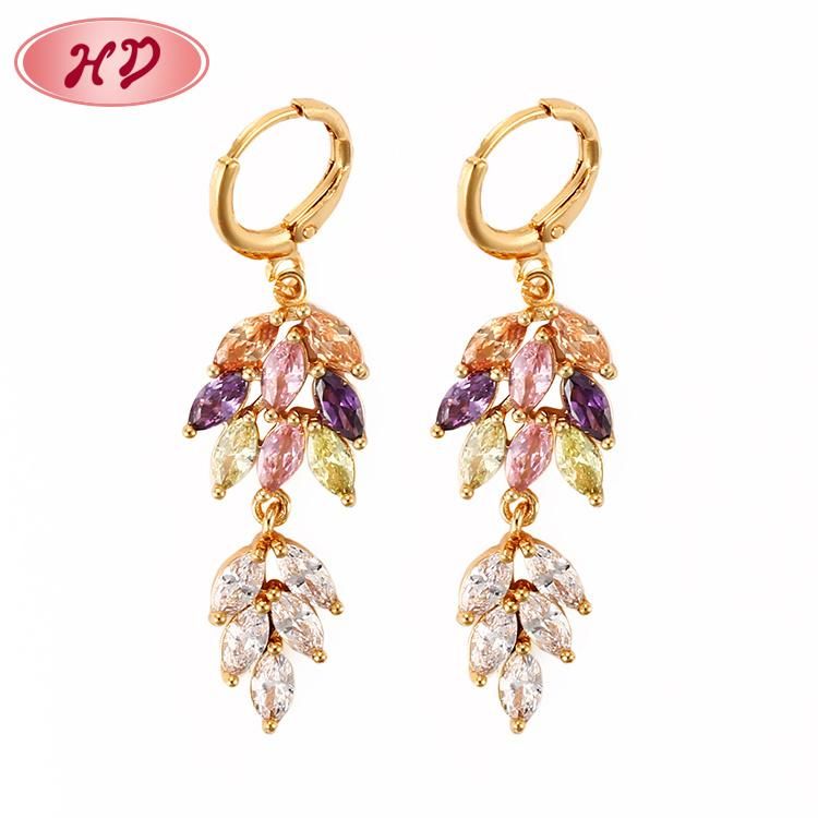 2020 Fashion Design Jewelry Women′s Cheap 18K Gold Plated CZ Drop Earrings Jewelry