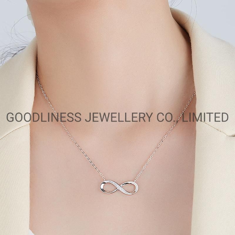 925 Sterling Silver Jewelry Women CZ Ifinity Pendant Necklace