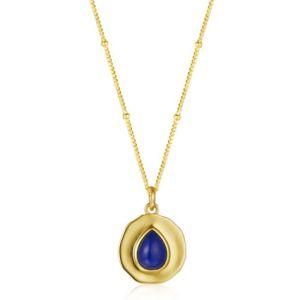 Latest Water Drop Lapis Lazuli Necklace 925 Silver Necklace 2021 Gold Plated Natural Stone Necklace