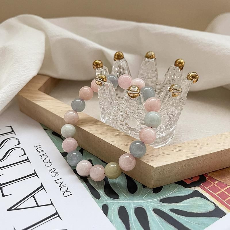 Fashion Jewelry Natural Morganite Beads Women′s Round Bracelet