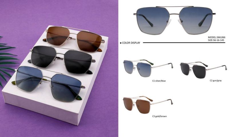 High Quality Modern Metal Ray Band Metal Frames Polarized UV400 Sunglasses for Woman