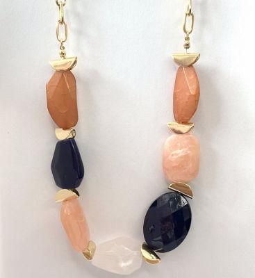 New Trendy Irregular Organic Shape Heavy Beads in Gold Plated Statement Necklace for Women