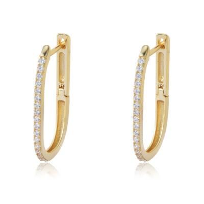 Hot Selling 18K Gold Plated Stone and Strand Earrings Silver 925 Woman Minimal