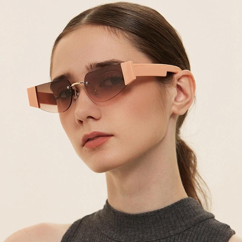 Fashion Design China Manufacturer Frameless Cat Eye Sunglasses Popular New Retro Vintage Colors Trendy Sunglasses for Women′s