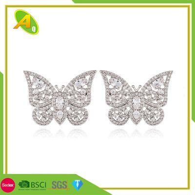 Simple Butterfly White Butterfly Earring Earrings Zircon Earring Factory Price Free Sample (05)