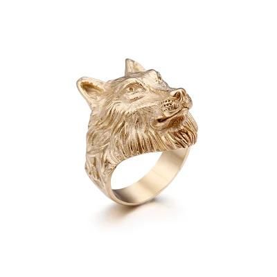 316L Stainless Steel Wolf Head Mens Ring