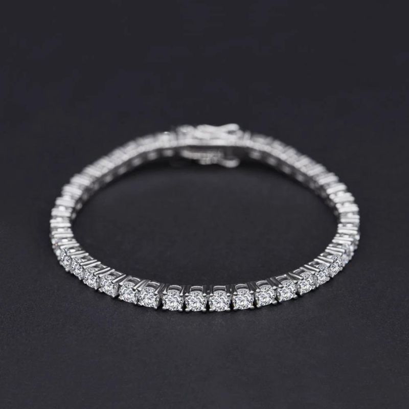 Fashion Costume Jewelry AAA+ Round 0.5 Carat Cubic Zircon Charm Tennis Bracelet with Buckle