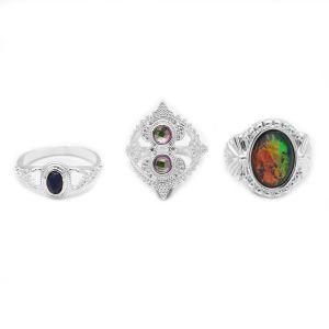 Women Fashion Jewelry Silver Men Alloy Rings Set of 3