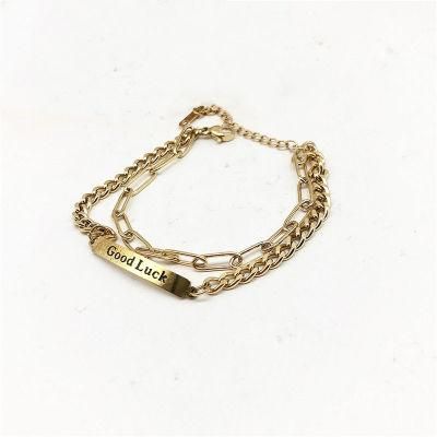 Manufacturer Custom Water Proof Jewelry High Quality New Arrivals Double Layer Chain Bracelet Good Lucky Bracelet for Women