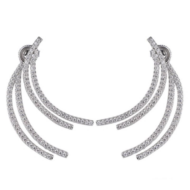 2022 Trendy Jewelry 925 Sterling Silver or Brass Shining AAA CZ Wedding Earring for Ladies