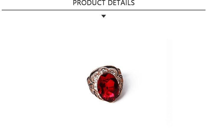 New Technology Fashion Jewelry Gold Ring with Red Rhinestone