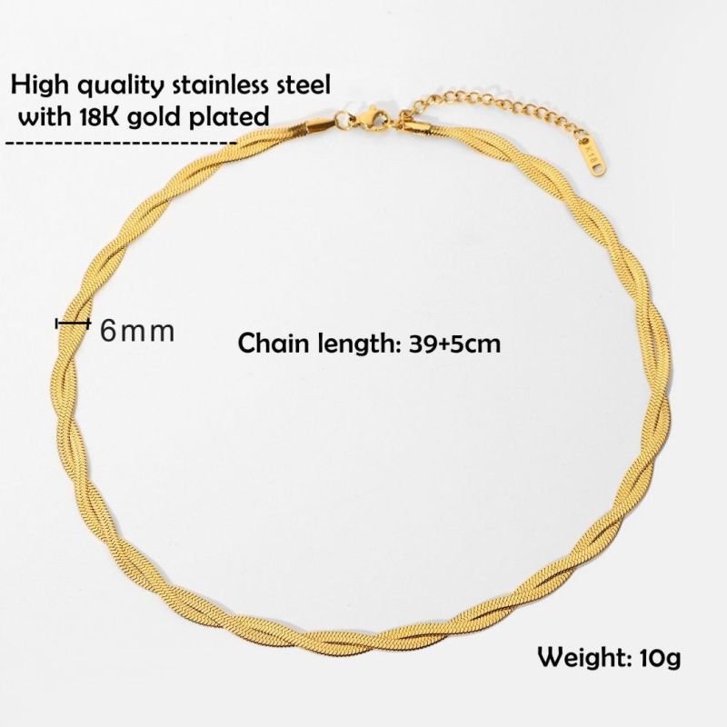 18K Gold Plated Stainless Steel Double Snake Chain Necklace for Women Necklaces Fashion Jewelry