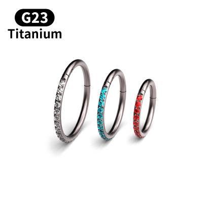 G23 Titanium Earring Hoop Hinged Septum Rings and Nose Rings Hoops Inlaid CZ for Women Men