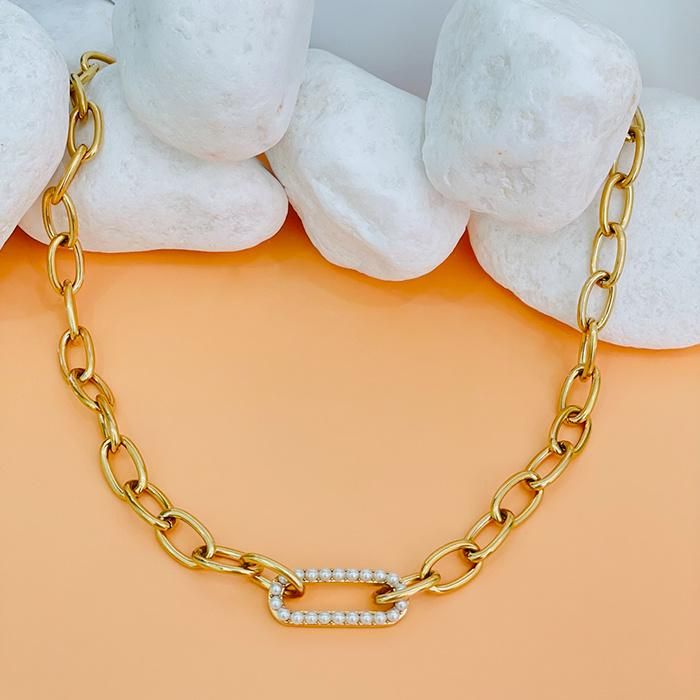 Fashion Accessoriles Necklace Jewelry Pearl Pendant Link Chain Jewellery Sets Gold Plated Stainless Steel Necklaces